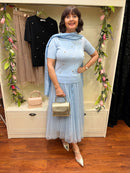 Kira Heart Studded Fitted Knit Jumper - Blue