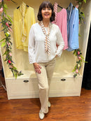 Alora Blouse with Scarf - White