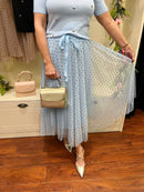 Lucia Tulle Skirt - Blue with heart dots