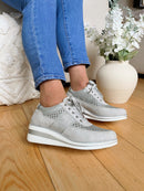 Redz Silver Laced Wedge Trainers - 6G20602K05