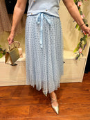 Lucia Tulle Skirt - Blue with heart dots