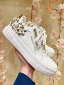 Marco Tozzi White & Gold Flower Trainer 2-23720-46 197