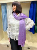 Ava Long Silk- Feel Scarf - Purple