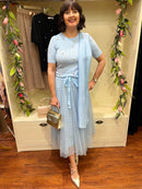 Kira Heart Studded Fitted Knit Jumper - Blue