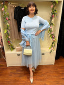 Kira Heart Studded Fitted Knit Jumper - Blue