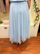 Lucia Tulle Skirt - Blue with heart dots