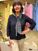 Alora Blouse with Scarf - Black