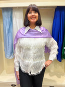 Ava Long Silk- Feel Scarf - Purple