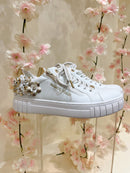 Marco Tozzi White & Gold Flower Trainer 2-23720-46 197