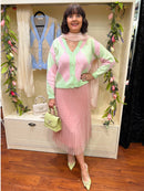 Ava Long Silk Feel Scarf - Blush Pink