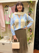 Ava Long Silk- Feel Scarf - Cream