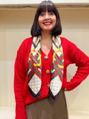 Jane Square Scarf- Cream & Brown