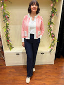 Coral Stripe Cardi With Silver Buttons