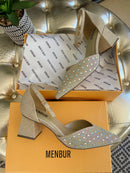 Menbur 24873 Oro Gold Glitter Iridescent Crystal Sandal