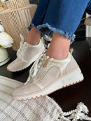 Marco Tozzi Cream & Gold Trainer 2-23767-45 40c