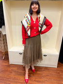 Jane Square Scarf- Cream & Brown