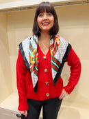 Jane Square Scarf- White & Black