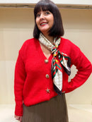 Jane Square Scarf- Cream & Brown