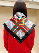 Jane Square Scarf- White & Black