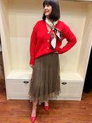 Jane Square Scarf- Cream & Brown