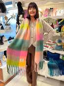 Celtic Ore Chunky Wool Scarf - Pink, Green, Peach & Mustard