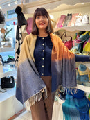 Celtic Ore Herringbone Scarf - Navy, Camel & Orange