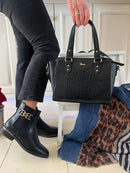 Addison Leopard & Chain Print Scarf - Blue Stripe