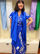 Ava Long Silk- Feel Scarf - Royal Blue