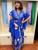 Ava Long Silk- Feel Scarf - Royal Blue