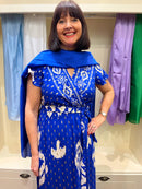 Ava Long Silk- Feel Scarf - Royal Blue