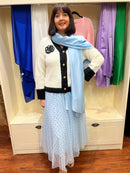 Ava Long Silk- Feel Scarf - Sky Blue