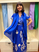 Ava Long Silk- Feel Scarf - Royal Blue