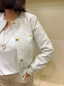 Sierra Tweed Bomber Jacket - Cream