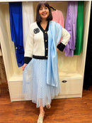 Ava Long Silk- Feel Scarf - Sky Blue