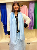 Ava Long Silk- Feel Scarf - Sky Blue
