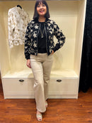 Ellie Metallic Embroidered Bomber Jacket - Black