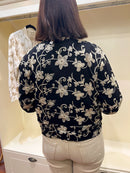 Ellie Metallic Embroidered Bomber Jacket - Black