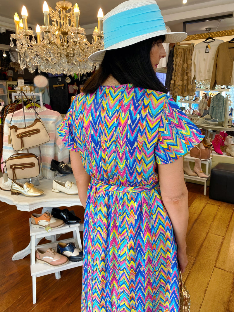 Mindy Gold Speckle Printed Maxi Dress - Rainbow