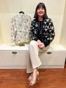 Ellie Metallic Embroidered Bomber Jacket - Black