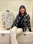 Ellie Metallic Embroidered Bomber Jacket - Black