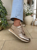 Marco Tozzi Gold Metallic & Woven Trainer 2-23774-46 960