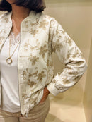 Ellie Metallic Embroidered Bomber Jacket - Cream