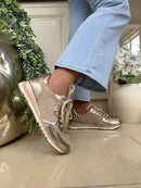 Marco Tozzi Gold Metallic & Woven Trainer 2-23774-46 960