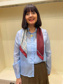 Francesca Paisley & Stripe Neck Scarf - Burgundy & Blue