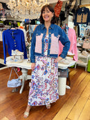 Magic Tropical Flower Print Maxi Dress - Blue/Pink/Brown