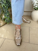 Marco Tozzi Gold Metallic & Woven Trainer 2-23774-46 960