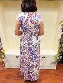 Magic Tropical Flower Print Maxi Dress - Blue/Pink/Brown