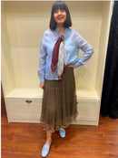 Francesca Paisley & Stripe Neck Scarf - Burgundy & Blue