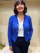 Heart Brooch & Ruffle Cardi - Blue