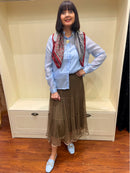 Francesca Paisley & Stripe Neck Scarf - Burgundy & Blue